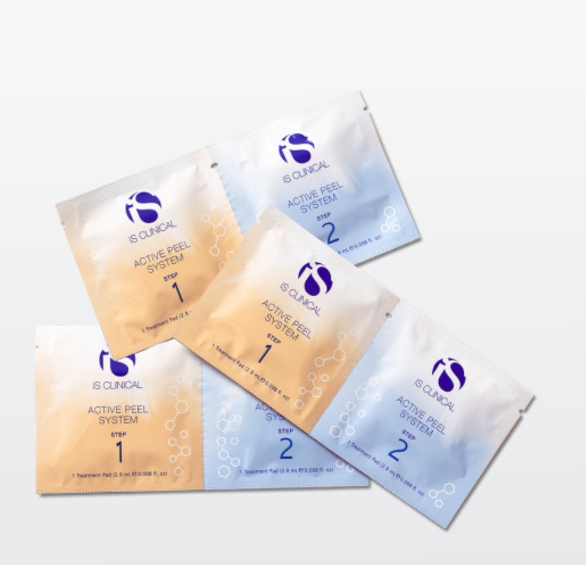 At home face peel with glycolic acid, iS Clinical 2 step system