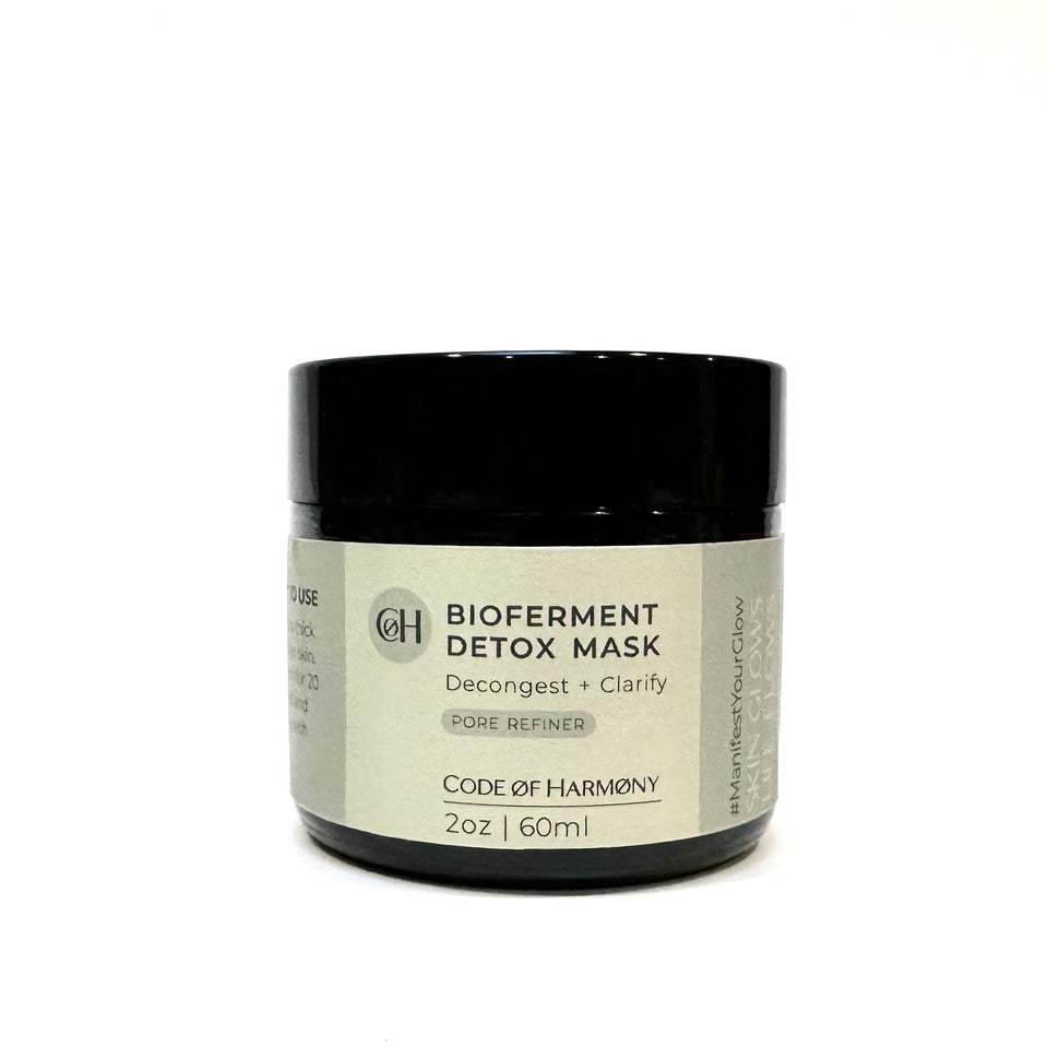 Code of harmony bioferment detox mask Detoxes and exfoliates the skin · Cleans pores and helps them appear smaller · Soothes stressed skin · Nourishes and hydrates skin