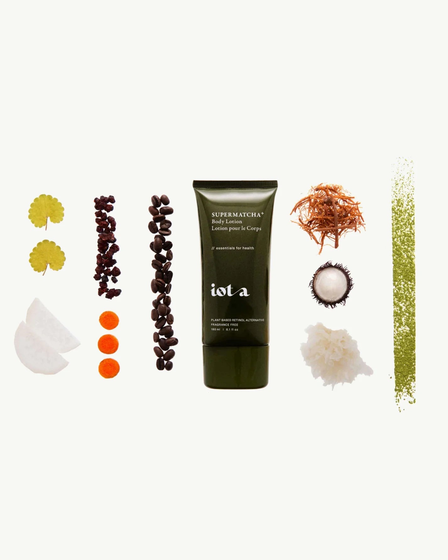 Iota Super matcha Body Lotion The first all-in-one plant-based retinol alternative that combines the hydrating qualities of a lotion with high performance skincare ingredients for complete nutritional and microbiome support in one