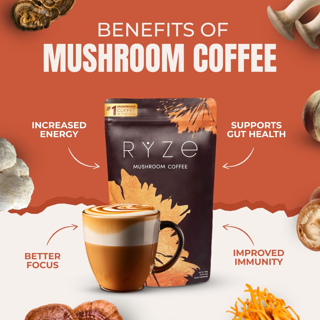 Ryze Mushroom Coffee Adaptogen Gut Health