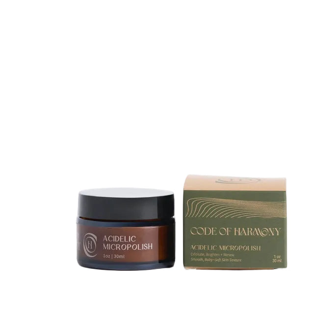 Acidelic Micropolish works double-time to exfoliate skin with a physical polish from natural Super-fruit Seeds and our Alpha Hydroxy Acid complex of Bilberry, Sugar Cane, Sugar Maple, and Cirtus extracts to exfoliate skin gently and effectively, leaving your epidermis looking bright and glowing. Like you just walked out of the spa. Acidelic is an emollient-based balm that rinses clean and is non-drying to the skin. Our scrub is safe for all skin types, including sensitive. For sensitive skin, mix in a littl