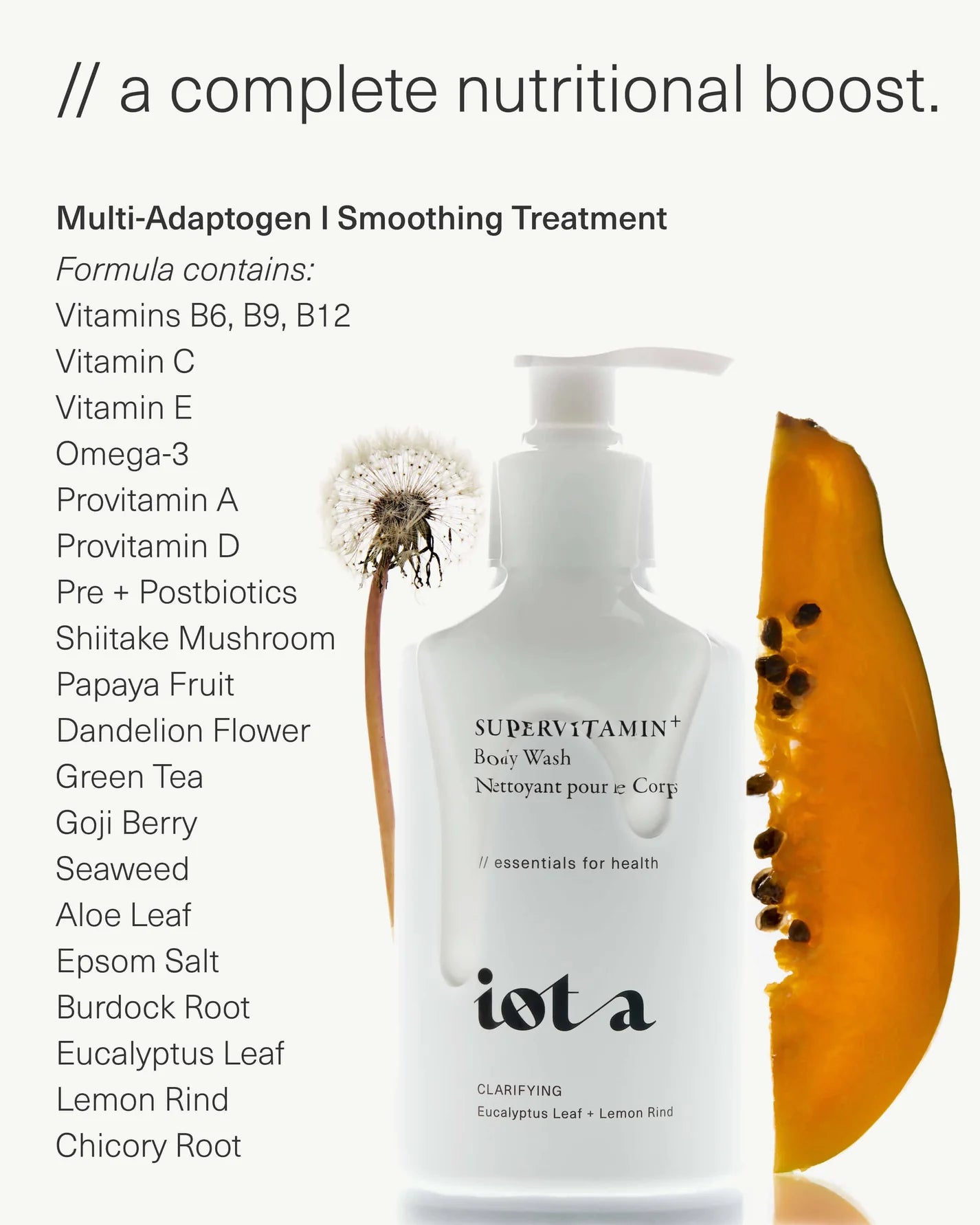 iota Body Supervitamin Body Wash+ Clarifying Eucalyptus Rind + Lemon Rind