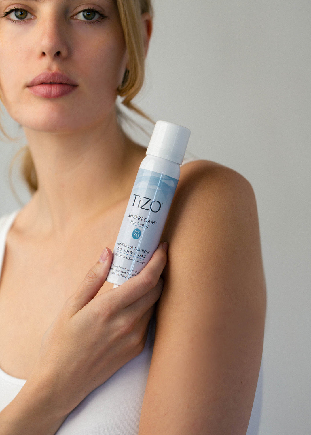 Tizo Sheer Foam Non Tinted Mineral SPF 30 Body and Face Foam Bottle